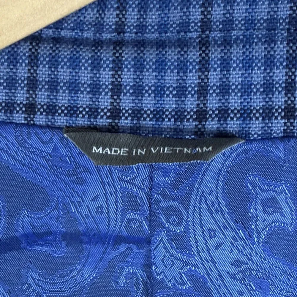 Oak Hill DXL Big & Tall Mens 4XLT Blue Plaid Check Blazer Sport Coat 58L/60L